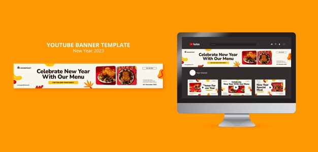 Шаблон баннера youtube для празднования нового года