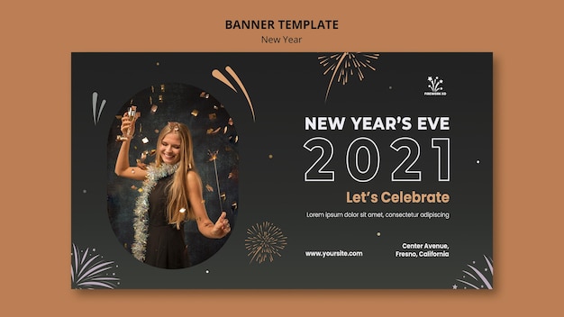 New year concept banner template