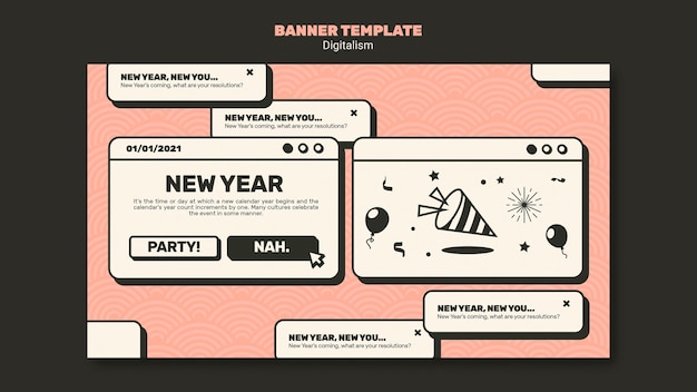 Free PSD new year concept banner template