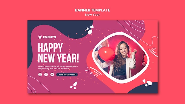 New year concept banner template