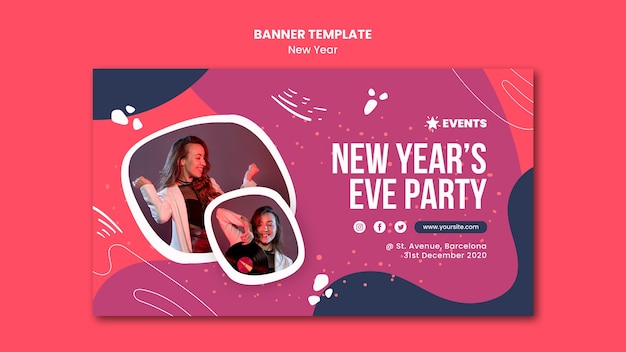 New year concept banner template