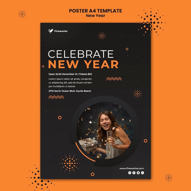 Free PSD new year concept flyer template