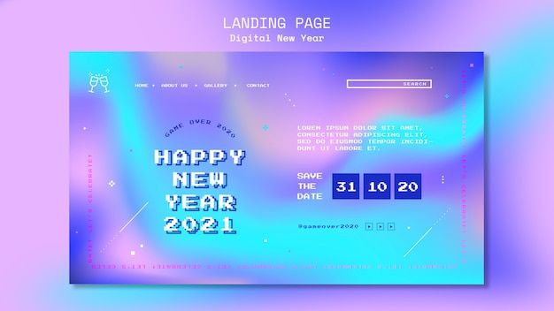 PSD gratuito modello di pagina di destinazione del concetto di nuovo anno