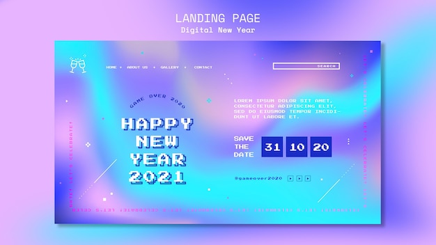 無料PSD 新年のコンセプトのランディングページテンプレート