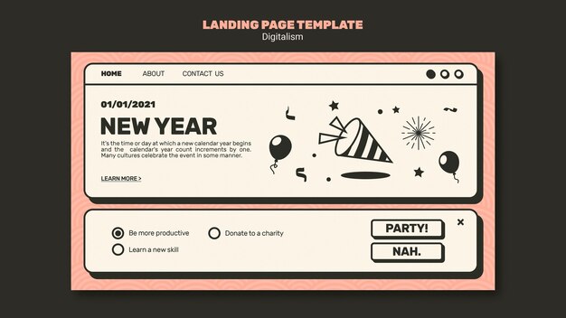New year concept landing page template