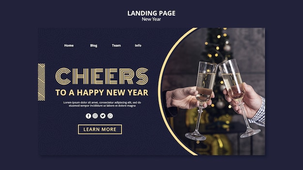 Free PSD new year concept landing page template