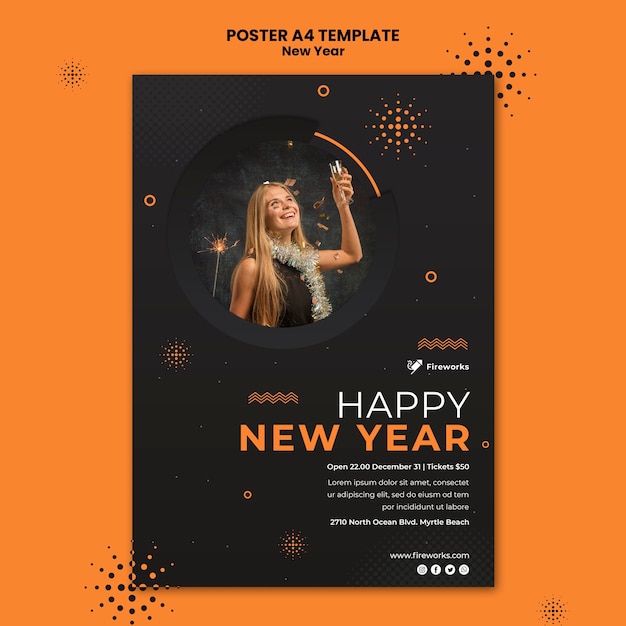 New year concept poster template