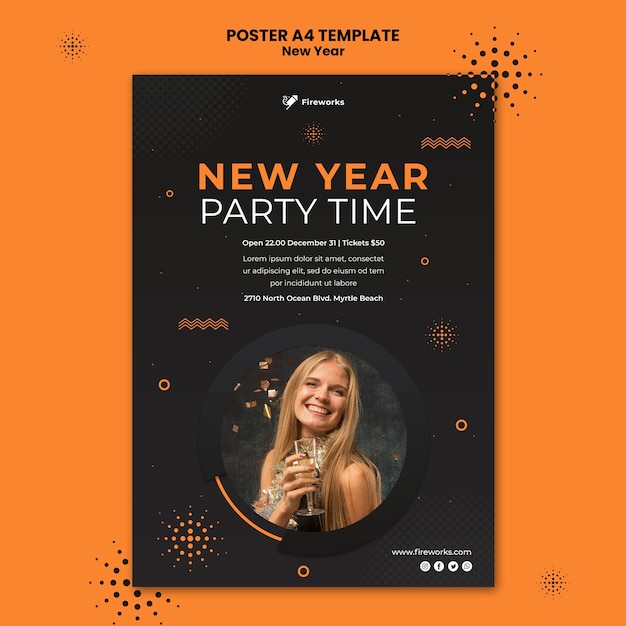 Free PSD new year concept poster template