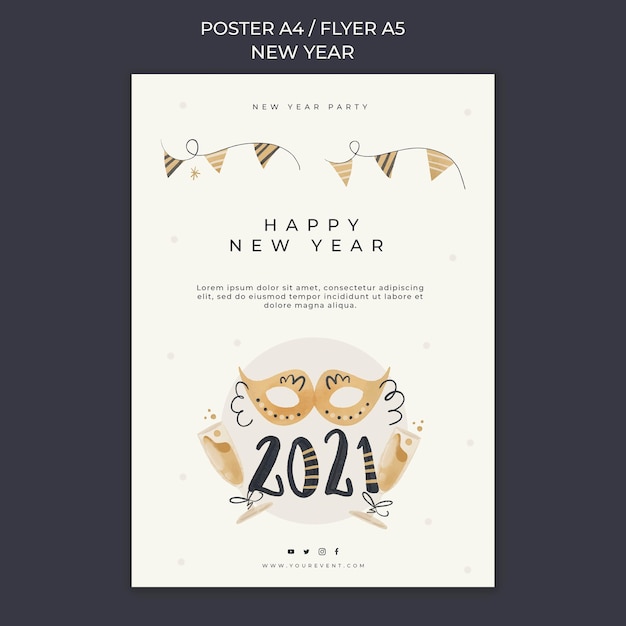 PSD gratuito modello di poster di concetto di nuovo anno