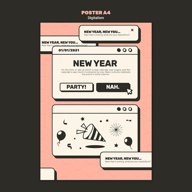 New year concept poster template