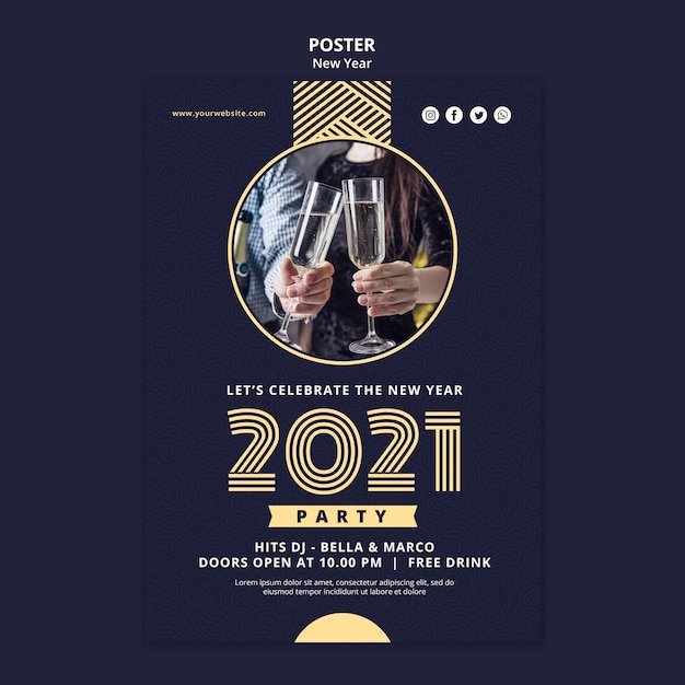 Free PSD new year concept poster template