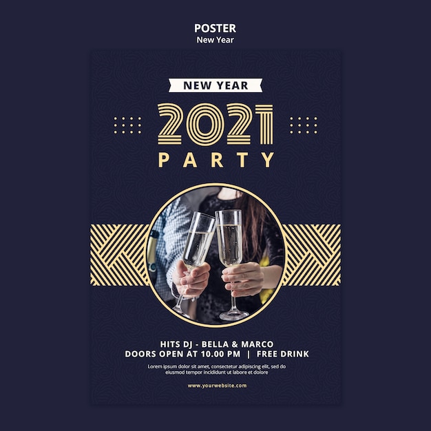 Free PSD new year concept poster template