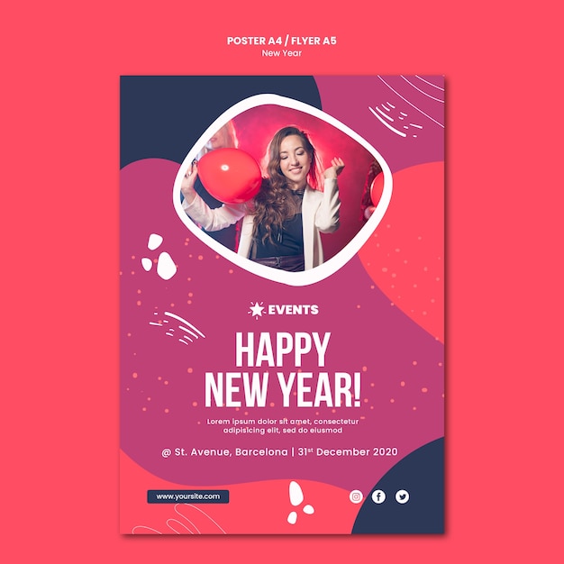 New Year Concept Poster Template – Free PSD Download