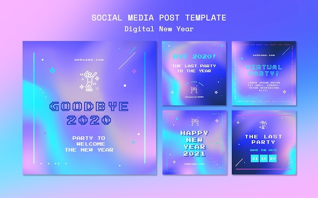 Free PSD new year concept social media post  template