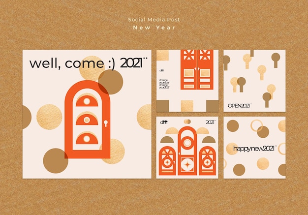 無料PSD 新年のコンセプトソーシャルメディア投稿テンプレート