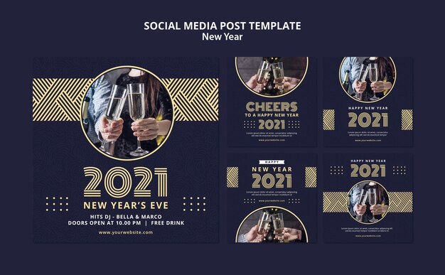 Free PSD new year concept social media post template