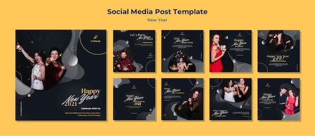 New year concept social media post template