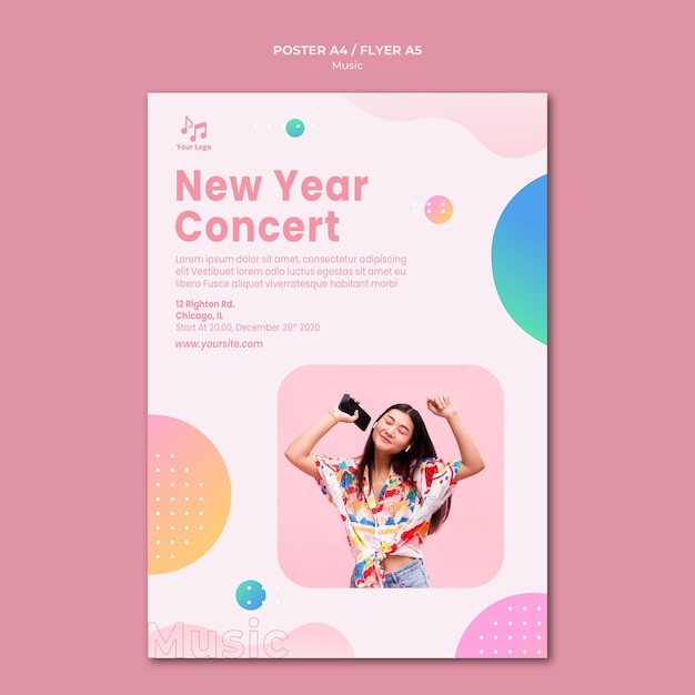 Free PSD new year concert poster template