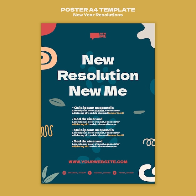 Free PSD new year goals a4 poster template