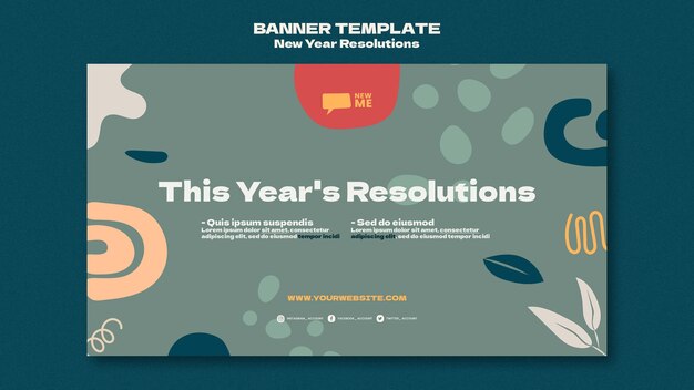 Free PSD new year goals horizontal banner template