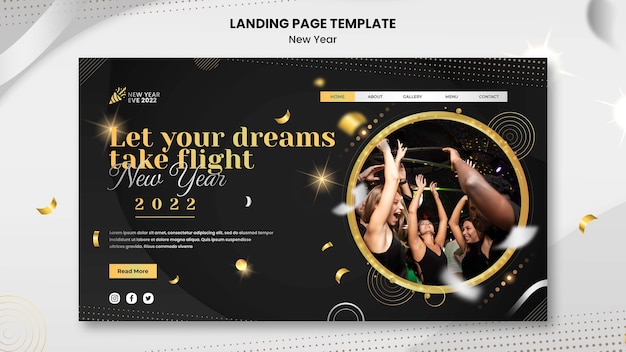 Free PSD new year landing page template design