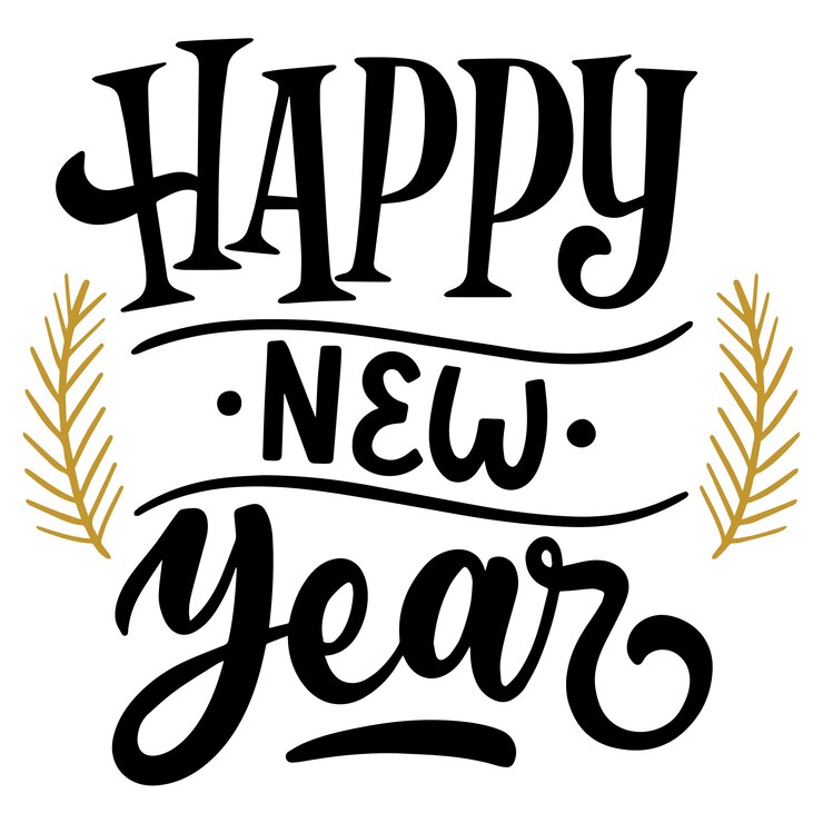 Free PSD new year lettering design illustration