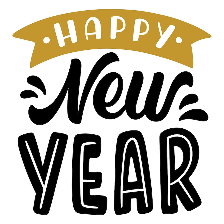 Free PSD new year lettering design illustration