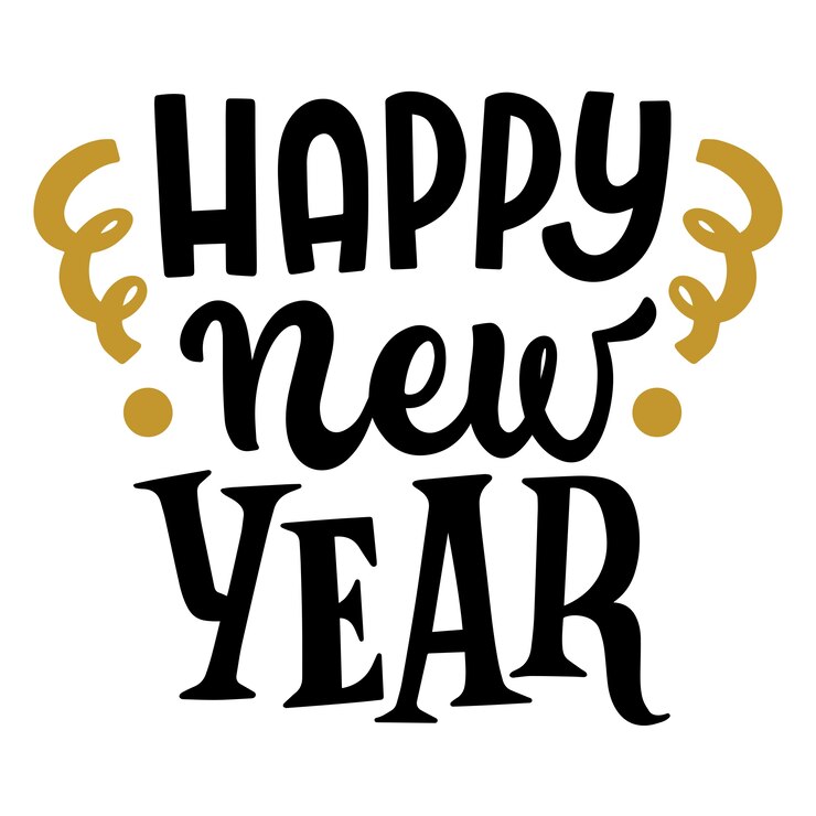 Free PSD new year lettering design illustration
