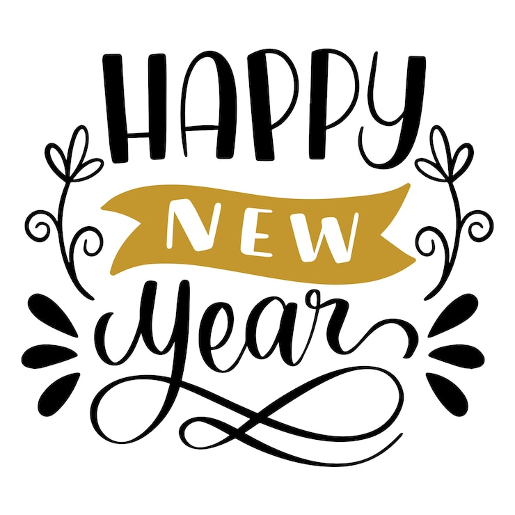 Free PSD new year lettering design illustration