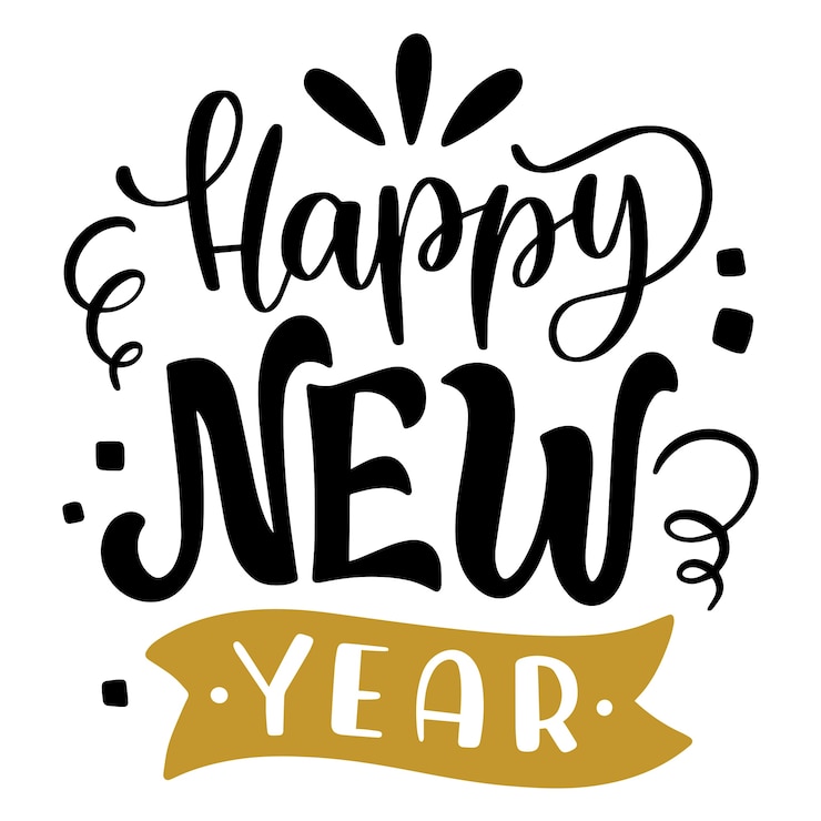 Free PSD new year lettering design illustration