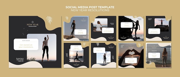 Free PSD new year resolutions instagram posts