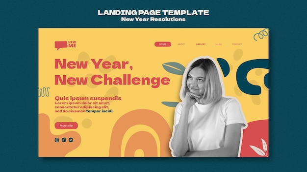 無料PSD 新年の抱負のランディングページテンプレート