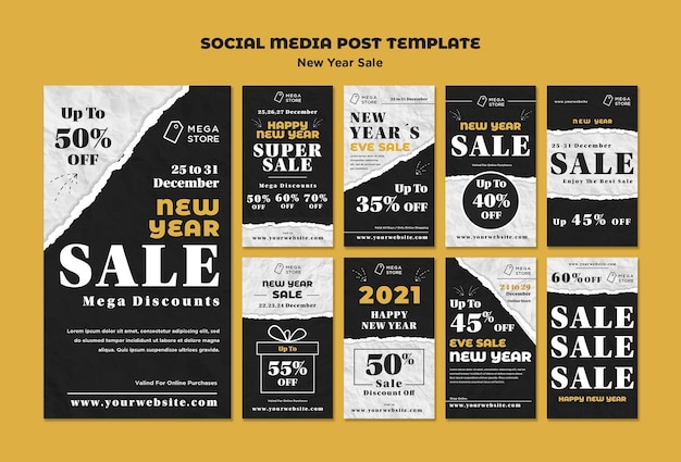 Free PSD new year sale instagram stories template