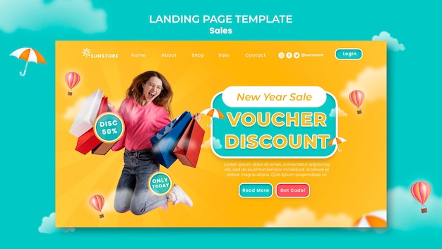 New year sale voucher discount landing page