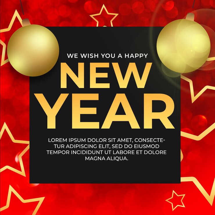 मुफ़्त PSD new year social media post template ad
