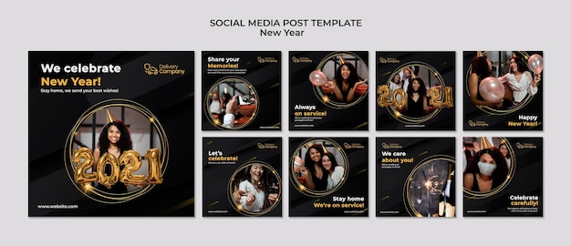 New year social media posts template
