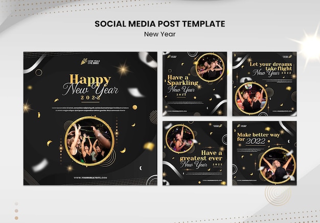 Free PSD new year social media template design