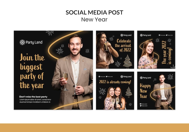 Free PSD new year social media template design