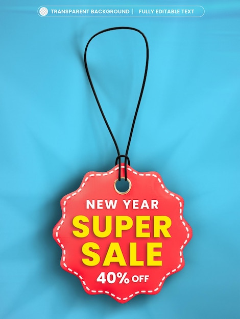 Free PSD new year super sale discount tag promotion template