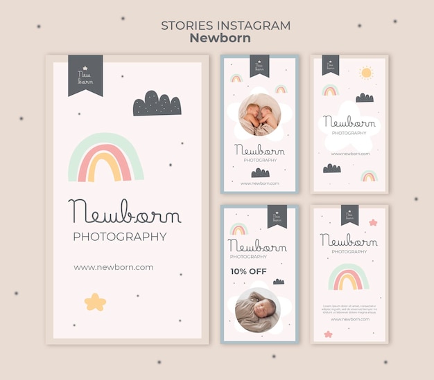 Newborn baby template of instagram stories Premium Psd