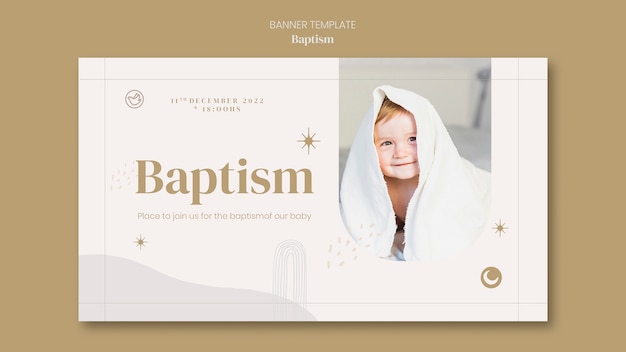 Newborn christian baptism horizontal banner template
