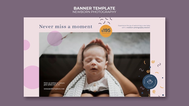 PSD gratuito modello di banner per fotografia neonatale