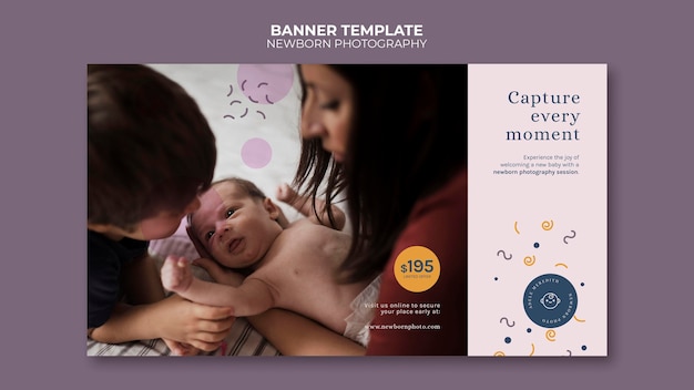 Modello di banner per fotografia neonatale