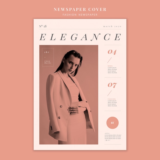 Newspaper Cover PSD Template: Fashion Model Woman