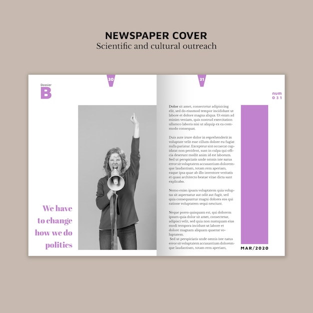 Free PSD newspaper cover with image and text