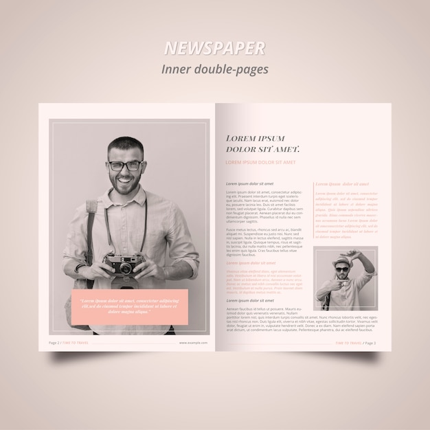 Free PSD newspaper pages with photographer