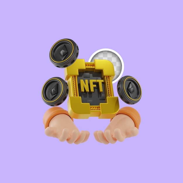 Free PSD nft and cryptocurrency 3d illustration