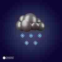 Free PSD night cloud with snowflakes icon 3d render illustration