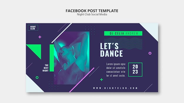 PSD gratuito modello di post su facebook per night club