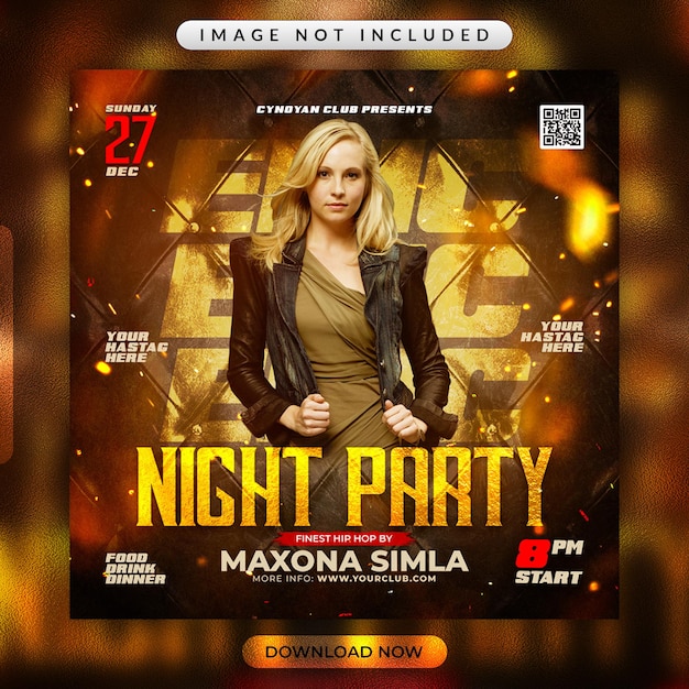 Night party flyer or social media banner template Premium Psd